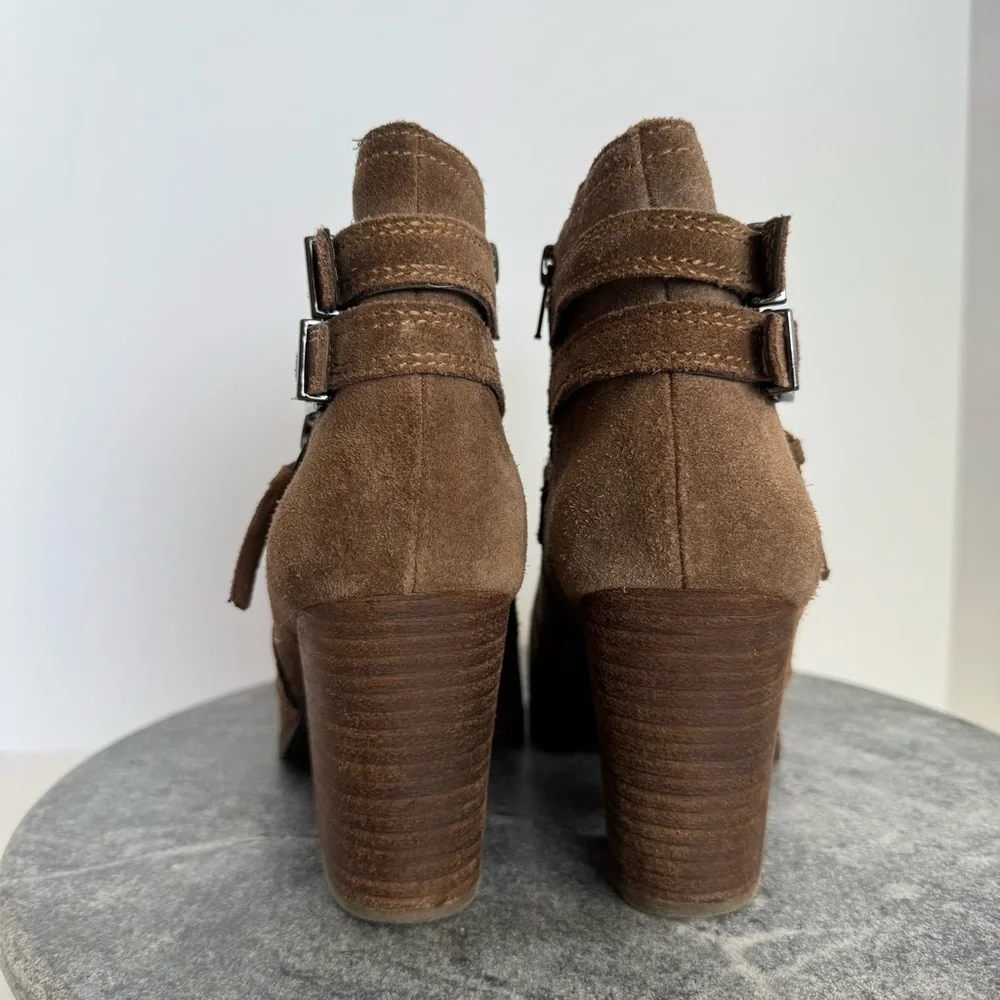 Gianni Bini Brown Suede Leather Marbess Ankle Booties 9.5